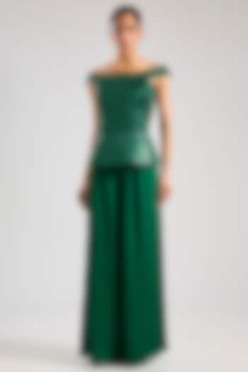 Emerald Chiffon Fluid Pant Set by Amit Aggarwal at Pernia's Pop Up Shop