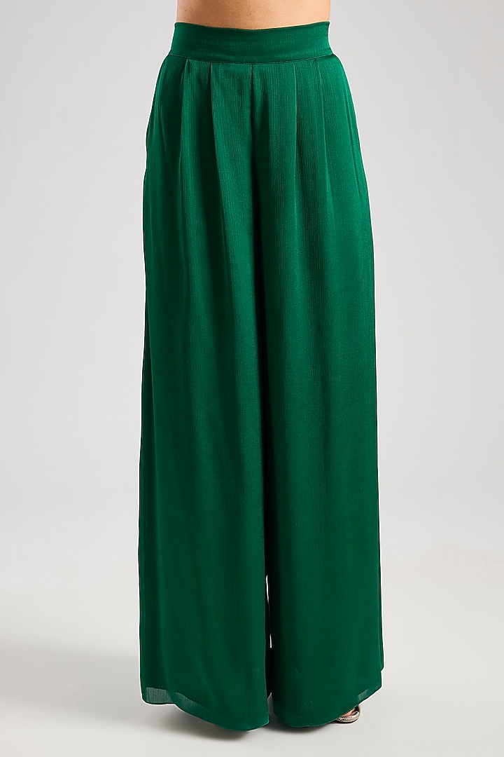Emerald Chiffon Fluid Pant Set by Amit Aggarwal at Pernia's Pop Up Shop