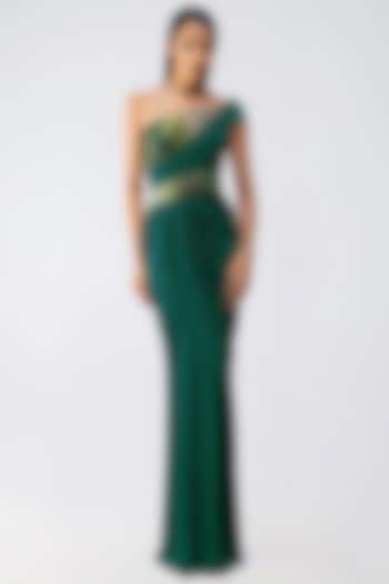 Emerald Chiffon Engagement Gown by Amit Aggarwal at Pernia's Pop Up Shop