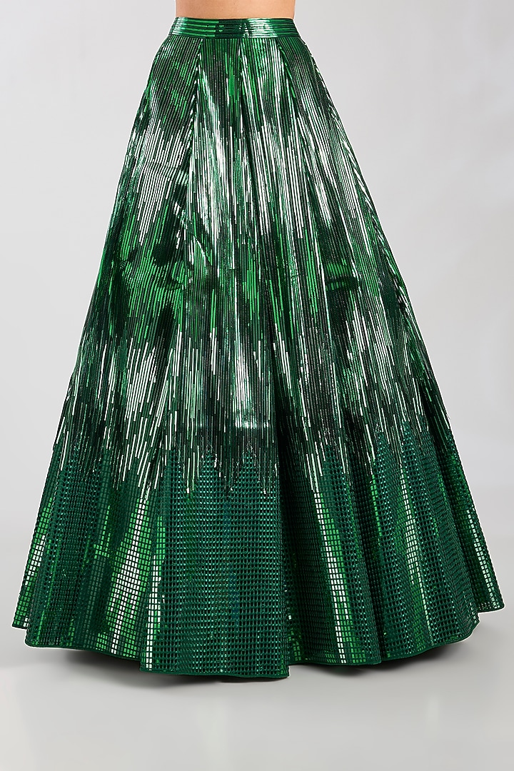 Emerald & Purple Butterfly Net Bridal Lehenga Set by Amit Aggarwal at Pernia's Pop Up Shop