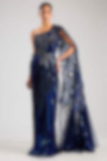 Cosmos Chiffon Pre-Draped Bridal Saree Set by Amit Aggarwal at Pernia's Pop Up Shop