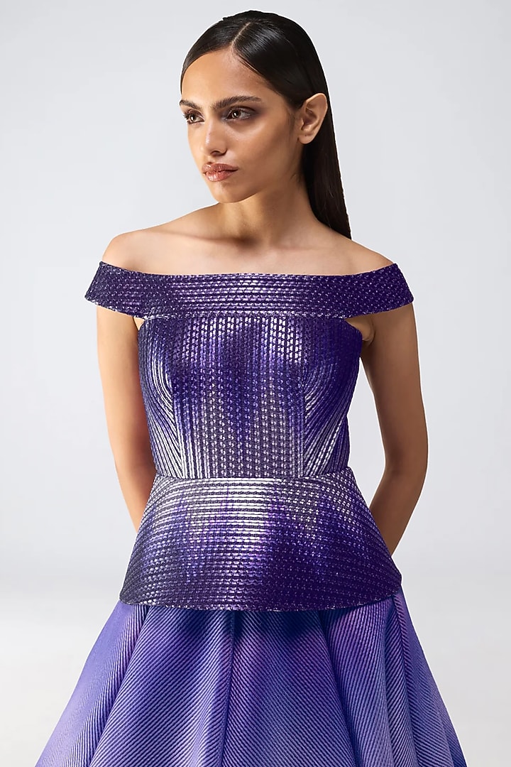 Cosmos Metallic Glitch Flared Bridal Gown by Amit Aggarwal at Pernia's Pop Up Shop