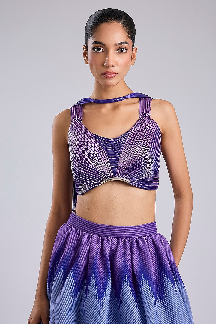 Cosmos Blue Butterfly Net Skirt Set by Amit Aggarwal at Pernia's Pop Up Shop