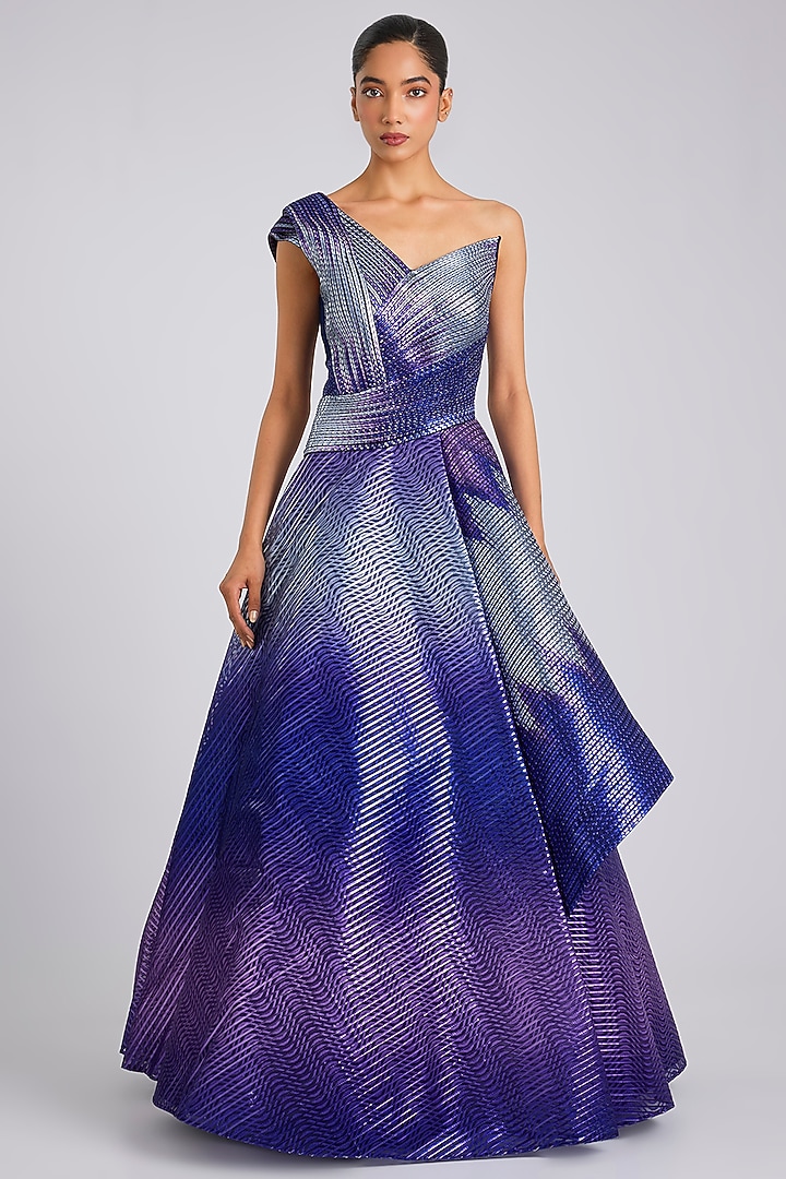 Cosmos Regina & Butterfly Net Ombre Metallic Handwoven Bridal Gown by Amit Aggarwal at Pernia's Pop Up Shop