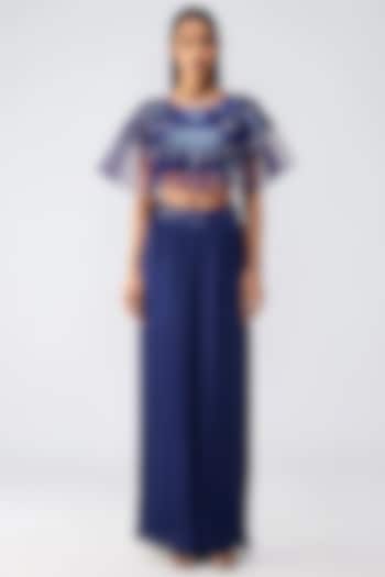 Cosmos Butterfly Net & Satin Chiffon Co-Ord Set by Amit Aggarwal at Pernia's Pop Up Shop