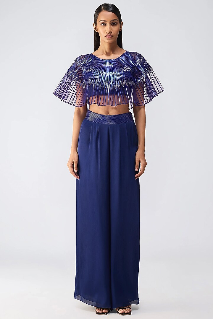 Cosmos Butterfly Net & Satin Chiffon Co-Ord Set by Amit Aggarwal at Pernia's Pop Up Shop