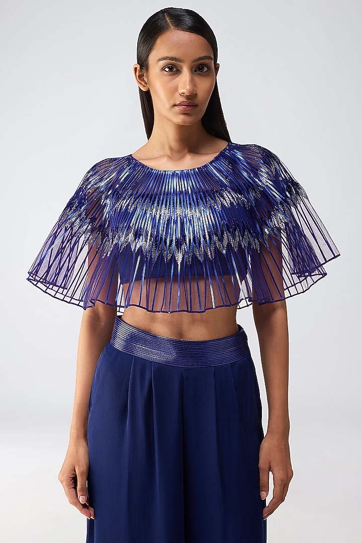 Cosmos Butterfly Net & Satin Chiffon Co-Ord Set by Amit Aggarwal at Pernia's Pop Up Shop