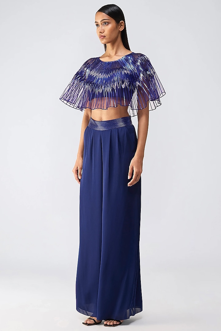 Cosmos Butterfly Net & Satin Chiffon Co-Ord Set by Amit Aggarwal at Pernia's Pop Up Shop