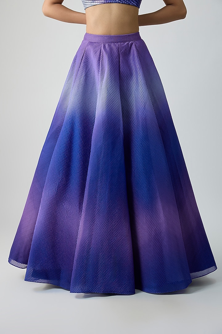 Cosmos Blue Ombre Butterfly Net Bridal Lehenga Set by Amit Aggarwal at Pernia's Pop Up Shop
