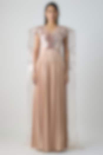Blush Pink Mineral Jersey Micro-Pleated Jumpsuit by Amit Aggarwal at Pernia's Pop Up Shop