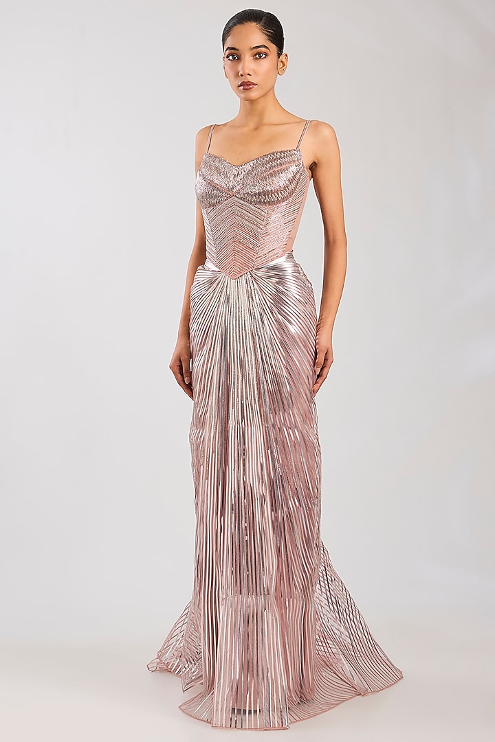 Blush Butterfly Net Skirt Set by Amit Aggarwal at Pernia's Pop Up Shop