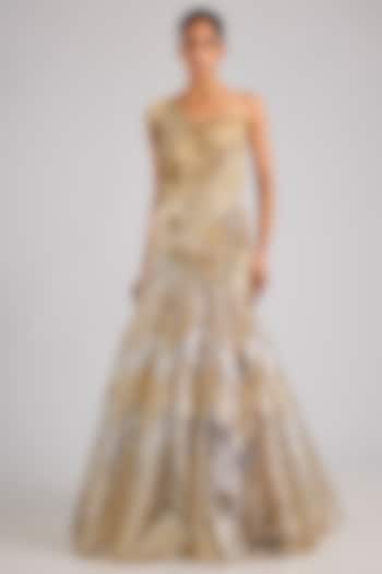 Sand-Colored Butterfly Net Structured Bridal Gown by Amit Aggarwal at Pernia's Pop Up Shop