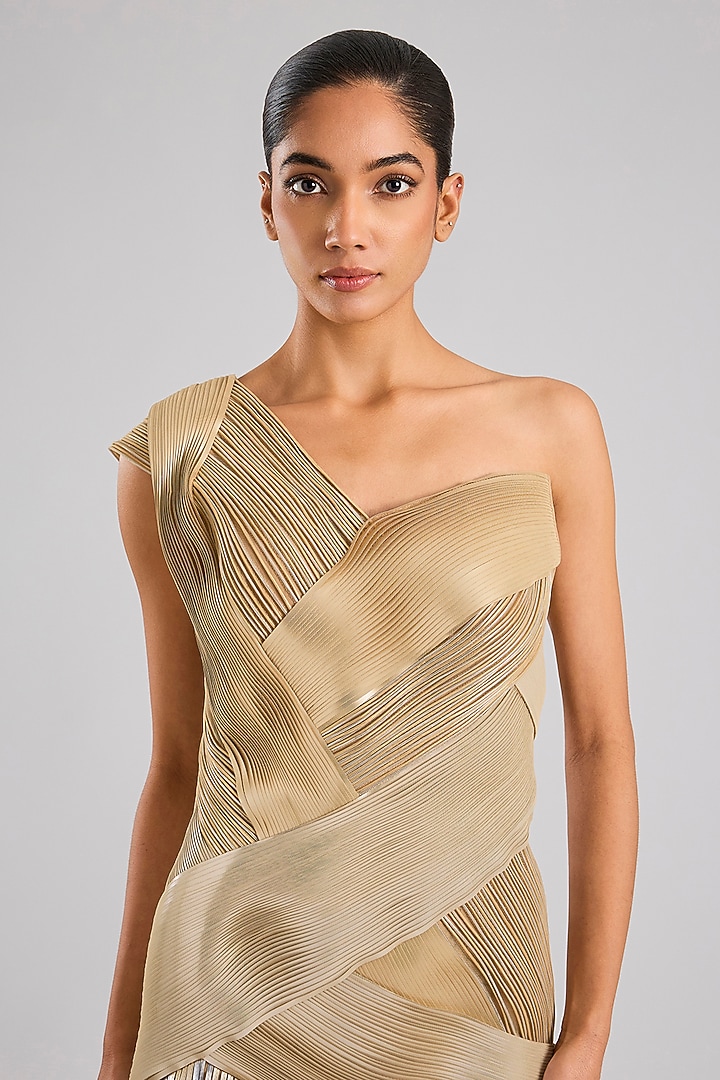 Sand-Colored Butterfly Net Structured Bridal Gown by Amit Aggarwal at Pernia's Pop Up Shop