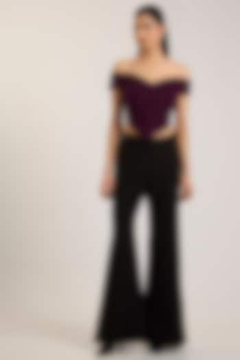 Black Chiffon Pant Set by Amit Aggarwal at Pernia's Pop Up Shop
