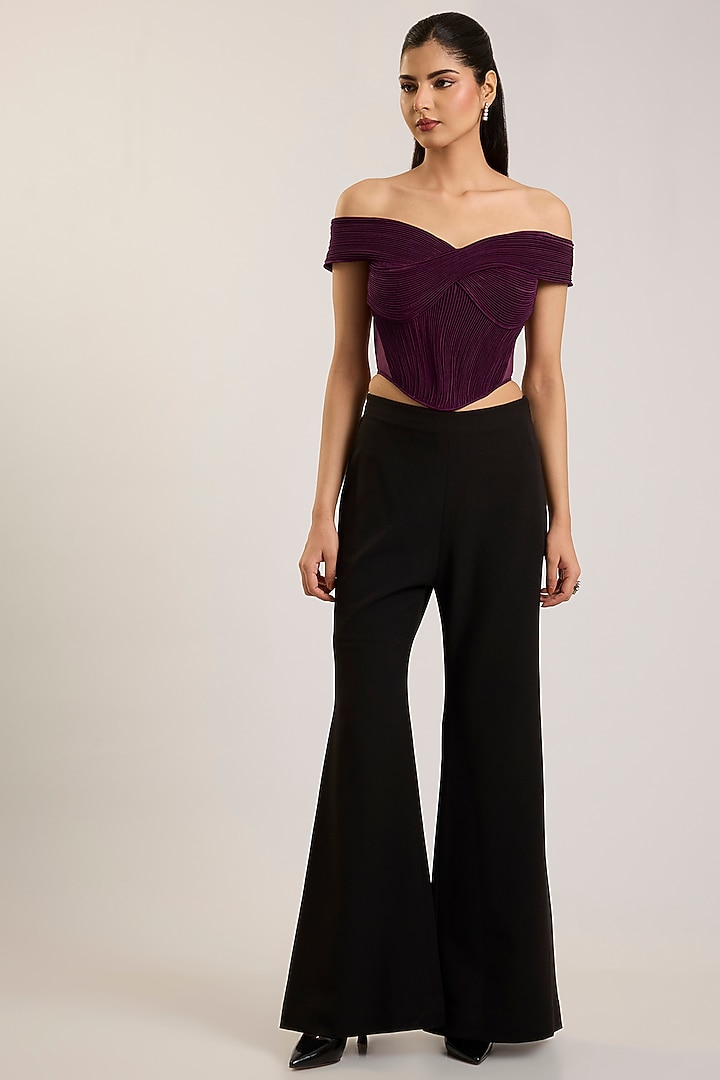 Black Chiffon Pant Set by Amit Aggarwal at Pernia's Pop Up Shop