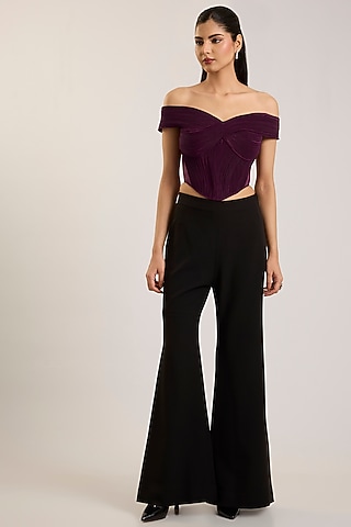 Black Chiffon Pant Set by Amit Aggarwal