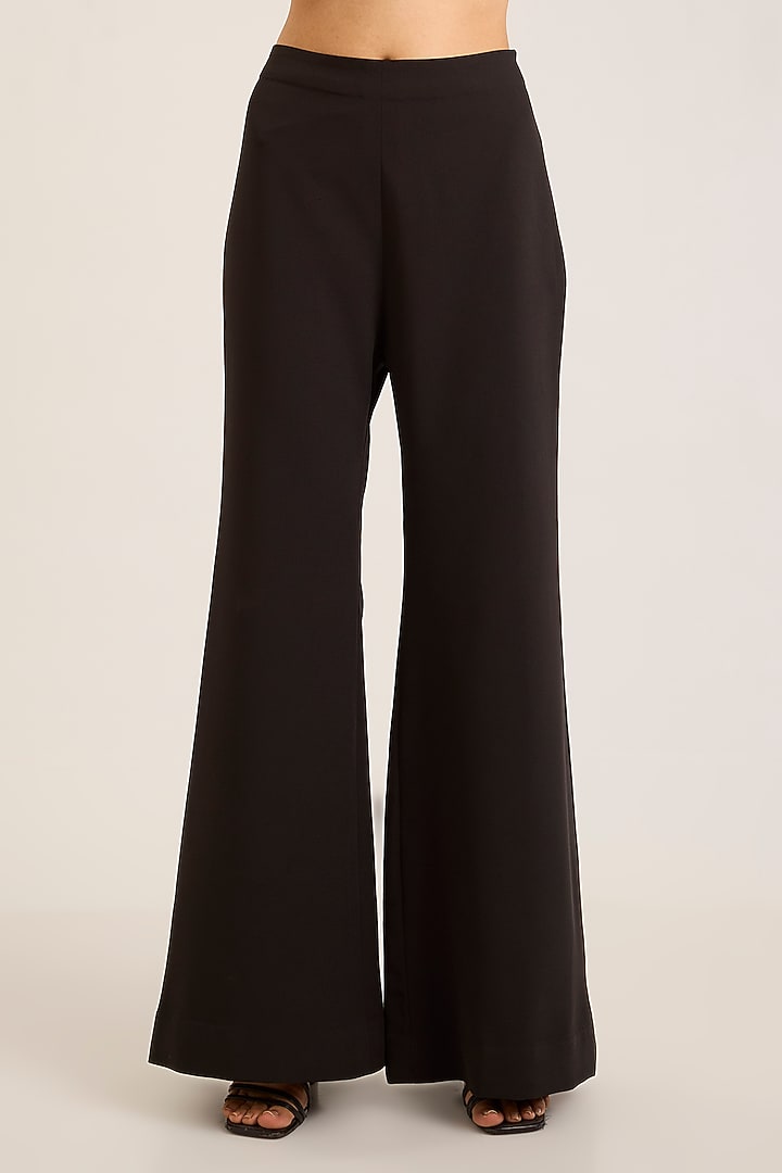 Ink Blue & Black Heavy Chiffon Pant Set by Amit Aggarwal at Pernia's Pop Up Shop