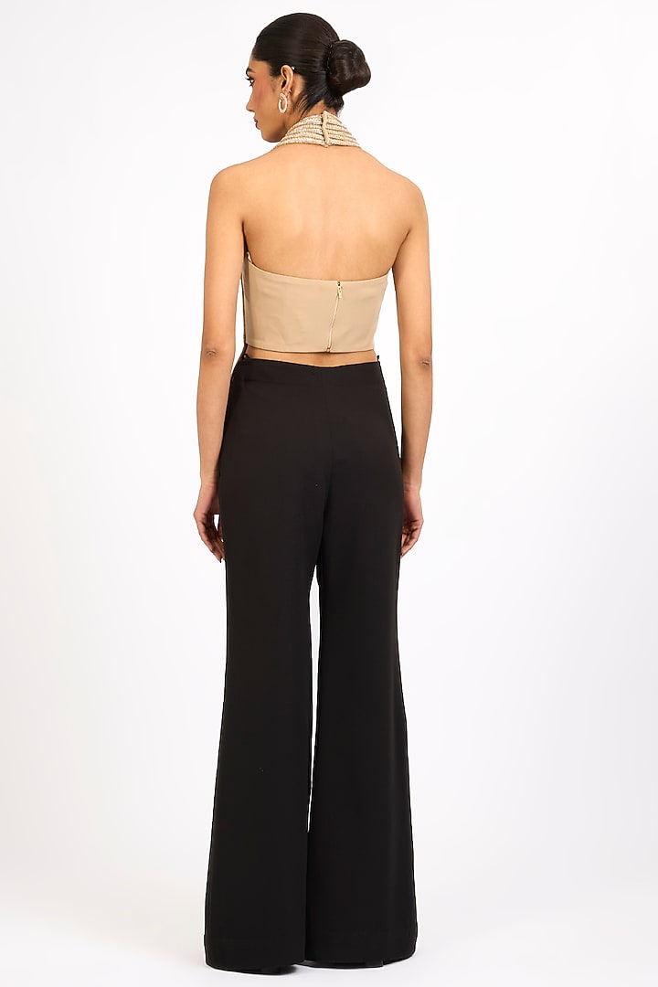 Sand Beige Black Tulle & Crystallvien Co-Ord Set by Amit Aggarwal at Pernia's Pop Up Shop