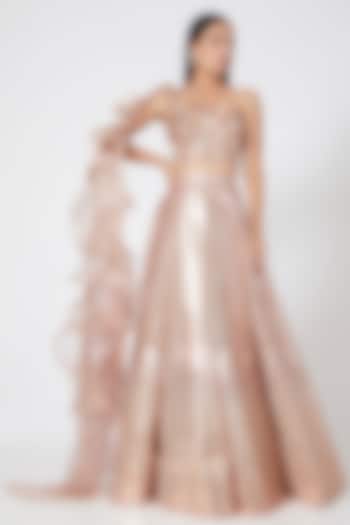 Blush Pink Embroidered Bridal Lehenga Set by Amit Aggarwal at Pernia's Pop Up Shop