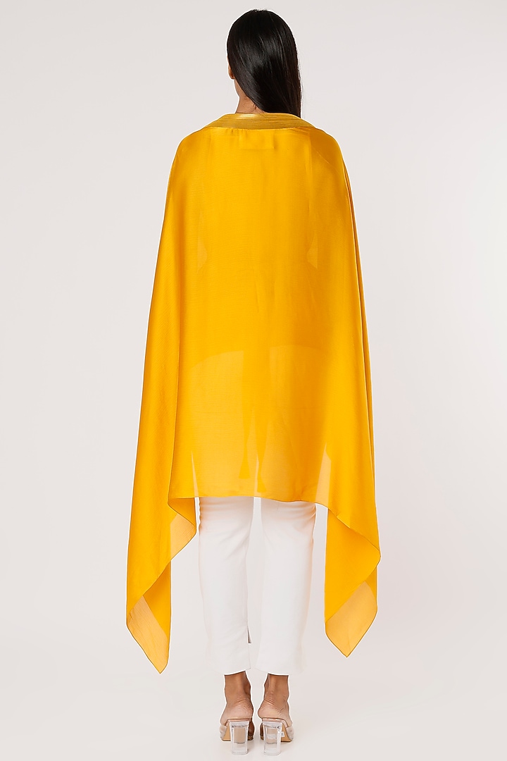 Mustard Chiffon Cape Set by Amit Aggarwal at Pernia's Pop Up Shop