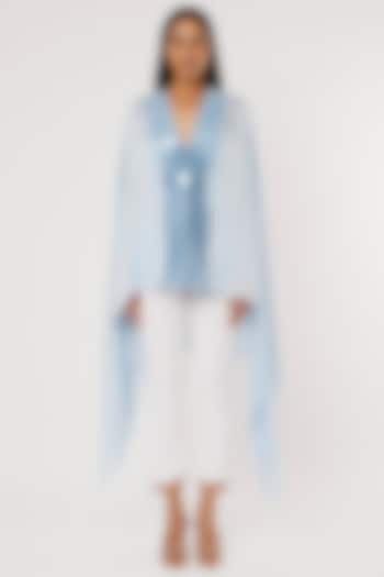 Ice Blue Chiffon Cape Set by Amit Aggarwal at Pernia's Pop Up Shop