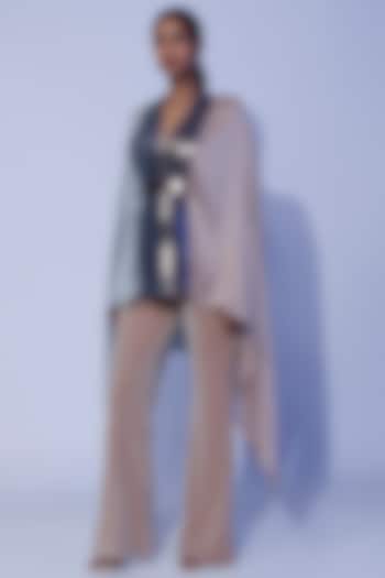 Plum Chiffon Cape Set by Amit Aggarwal at Pernia's Pop Up Shop