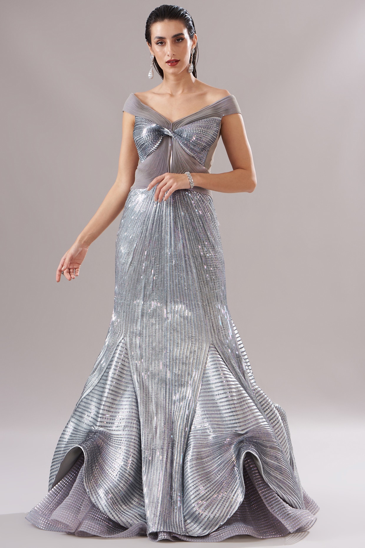 VTG Masquerade Silver Sequin Embellished Cutout Crisscross Maxi Evening Gown  S | eBay