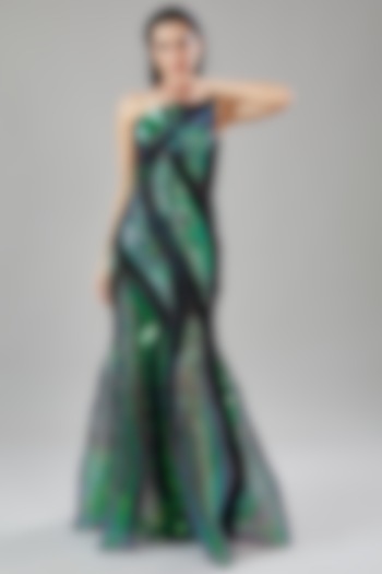 Multi-Colored Metallic Polymer Holographic Bridal Gown by Amit Aggarwal at Pernia's Pop Up Shop