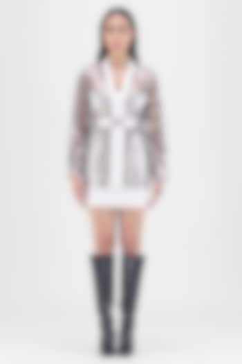 Pearl White Tulle & Polyester Cape by Amit Aggarwal at Pernia's Pop Up Shop