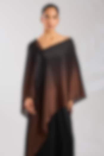 Black & Brown Satin Chiffon Ombre Top by Amit Aggarwal at Pernia's Pop Up Shop