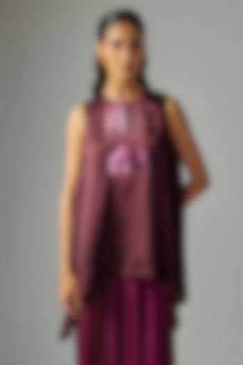 Plum Chiffon Top by Amit Aggarwal at Pernia's Pop Up Shop