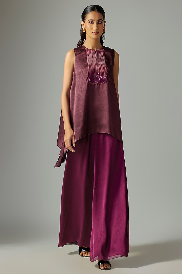 Plum Chiffon Top by Amit Aggarwal at Pernia's Pop Up Shop