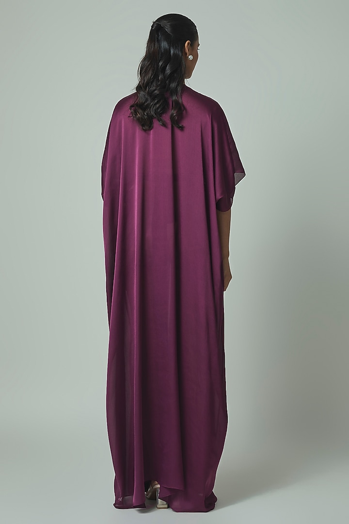 Plum Satin Chiffon Maxi Party Wear Dress by Amit Aggarwal at Pernia's Pop Up Shop