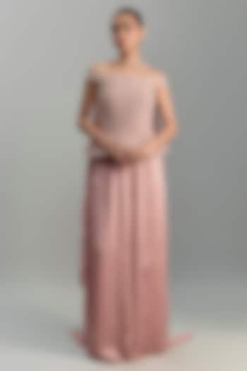 Blush Satin Chiffon Pant Set by Amit Aggarwal at Pernia's Pop Up Shop