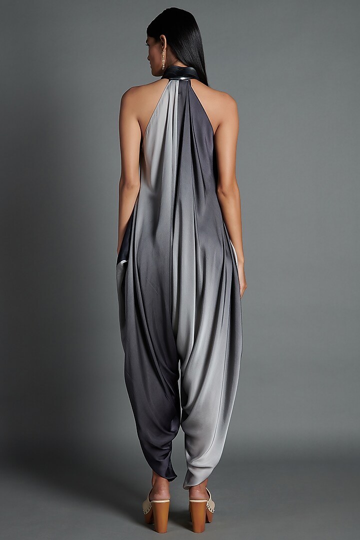 Black & Silver Draped Jumpsuit by Amit Aggarwal at Pernia's Pop Up Shop