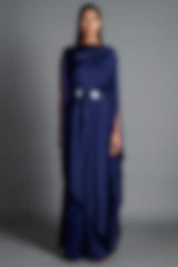 Ink Blue Draped Vacation Dress  by Amit Aggarwal at Pernia's Pop Up Shop