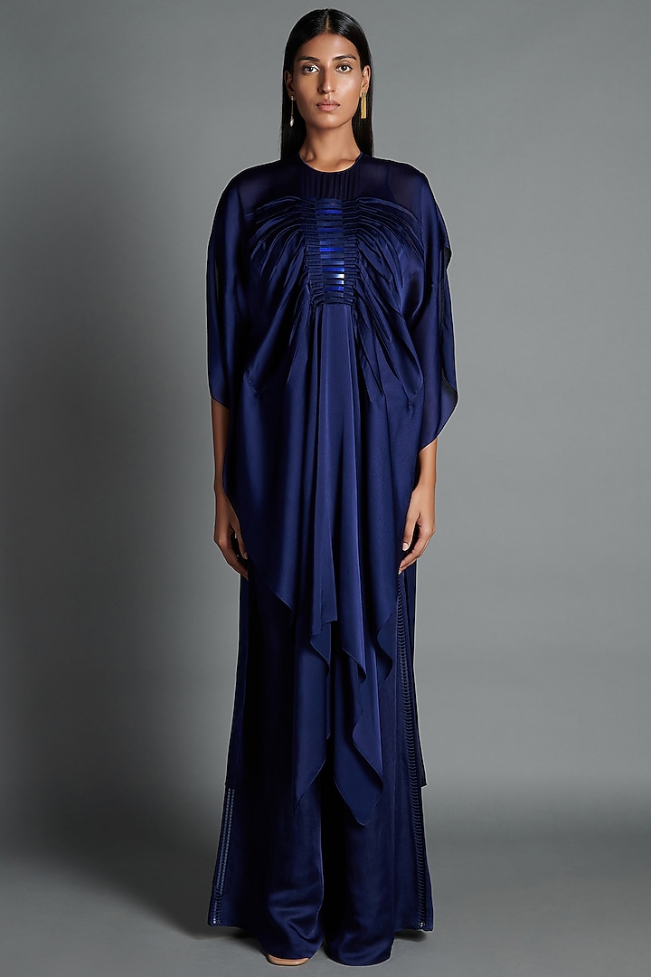 Ink Blue Draped Tunic by Amit Aggarwal