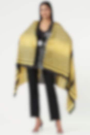 Lemon Yellow & Black Striped Cape by Amit Aggarwal at Pernia's Pop Up Shop