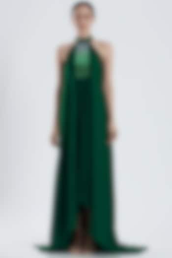 Emerald Embroidered Cocktail Dress by Amit Aggarwal at Pernia's Pop Up Shop