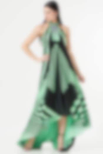Neon Green & Black Striped Halter Dress by Amit Aggarwal