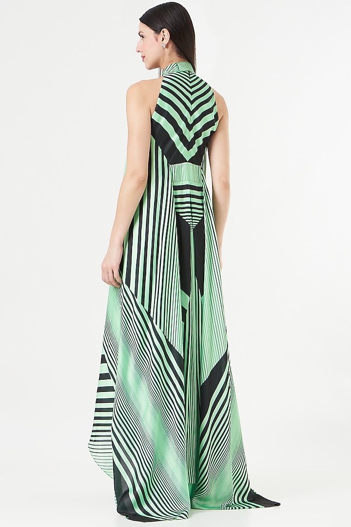 Neon Green & Black Striped Halter Dress Design by Amit Aggarwal at Pernia's  Pop Up Shop 2026