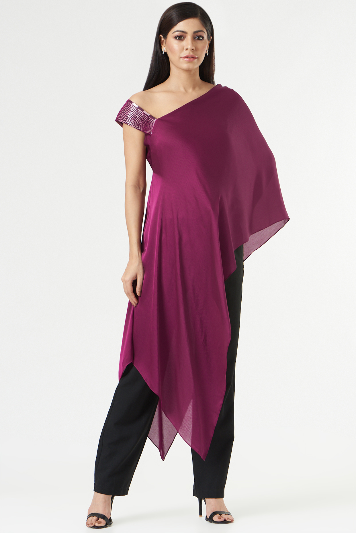 Chiffon asymmetrical top top