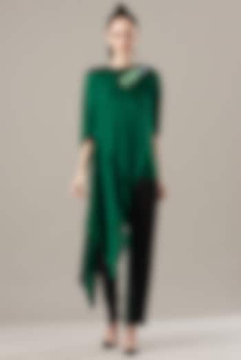 Green Crinkled Chiffon Top by Amit Aggarwal