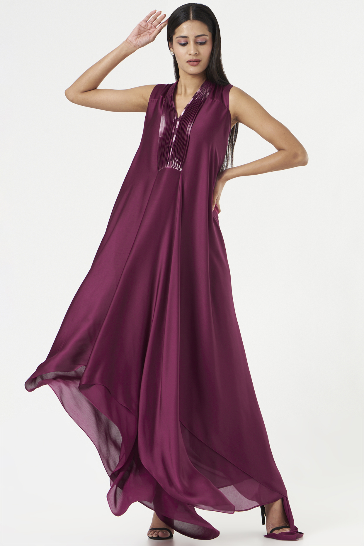 Plum chiffon dress best sale
