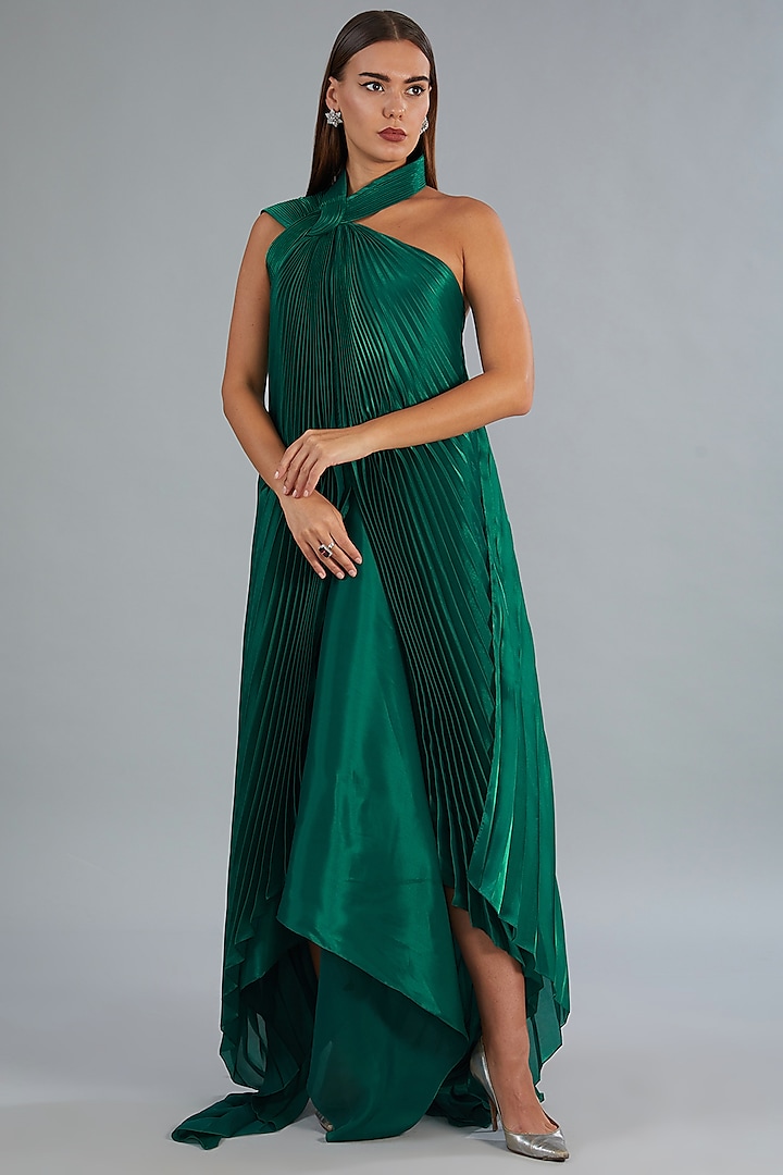 Emerald Chiffon Gown by Amit Aggarwal