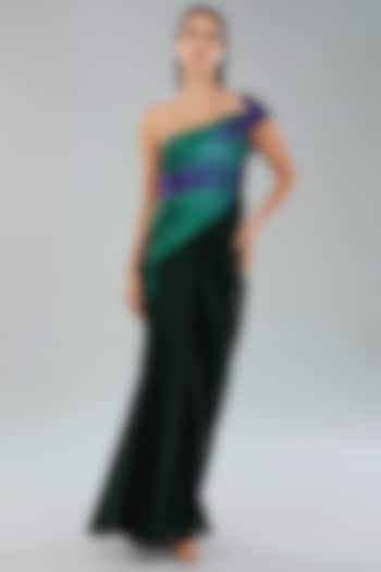 Emerald & Purple Metallic Polymer Wedding Gown by Amit Aggarwal at Pernia's Pop Up Shop