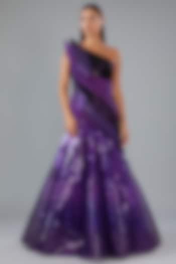 Purple Metallic Polymer Bridal Gown by Amit Aggarwal at Pernia's Pop Up Shop