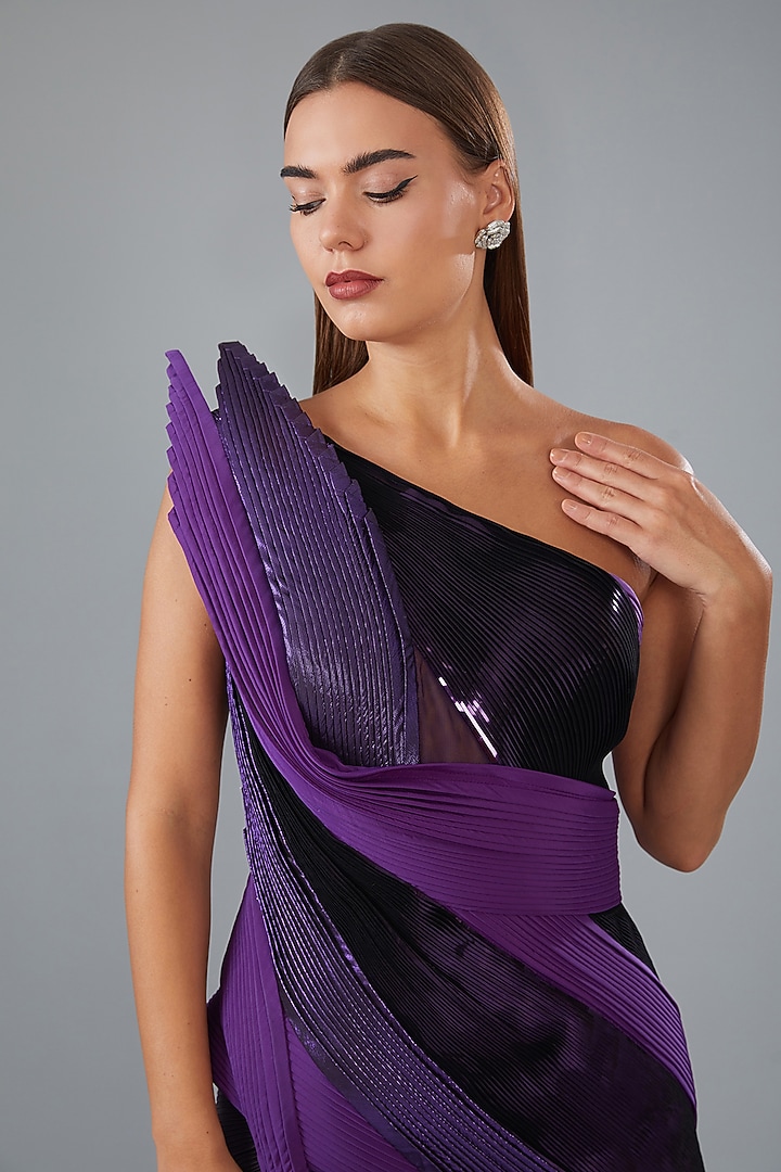 Purple Metallic Polymer Bridal Gown by Amit Aggarwal at Pernia's Pop Up Shop