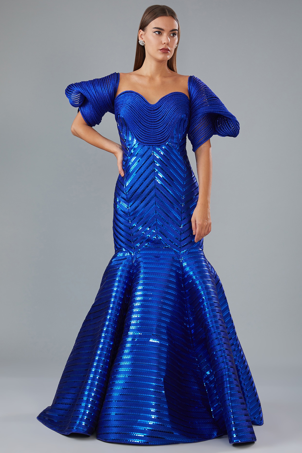 Blue gown party wear that will enhance your beauty - Meena Boutique