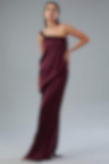 Plum Chiffon Cocktail Dress by Amit Aggarwal at Pernia's Pop Up Shop